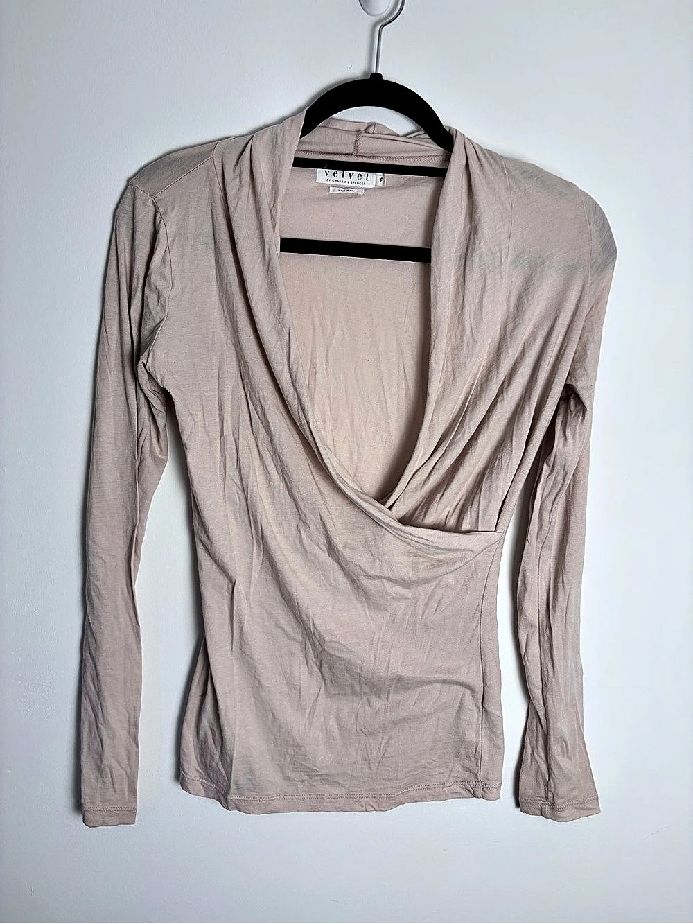 Velvet by Graham & Spencer Blush Draped Surplice Top Size P